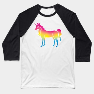 Pansexual Pride Unicorn on Black Baseball T-Shirt